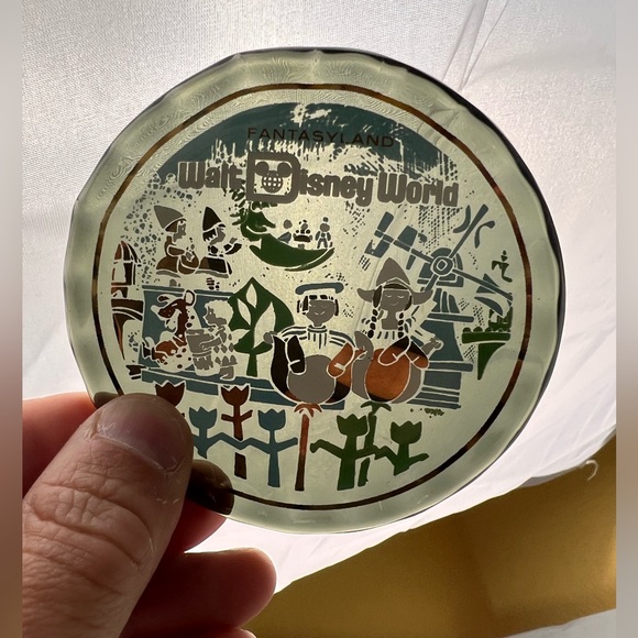 Vintage MCM Walt Disney World Glass Candy Dish Plate Bowl Memorabilia 1970s Rare - Picture 4 of 8